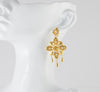 Pendientes antiguos en oro amarillo 18k y zafiros blancos