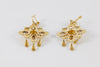 Pendientes antiguos en oro amarillo 18k y zafiros blancos