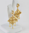 Pendientes antiguos en oro amarillo 18k y zafiros blancos