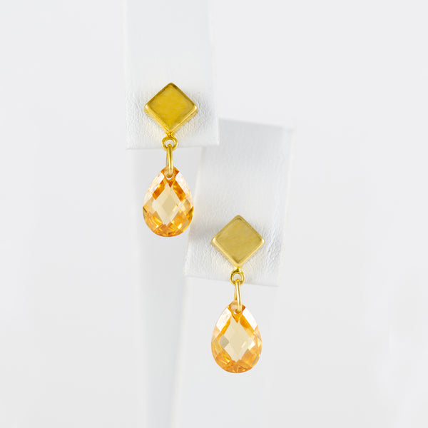 Pendientes en oro amarillo 18k y cuarzos