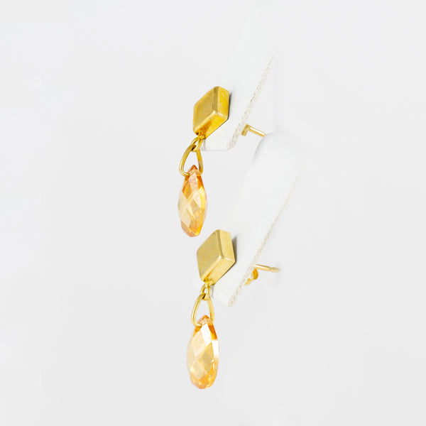 Pendientes en oro amarillo 18k y cuarzos