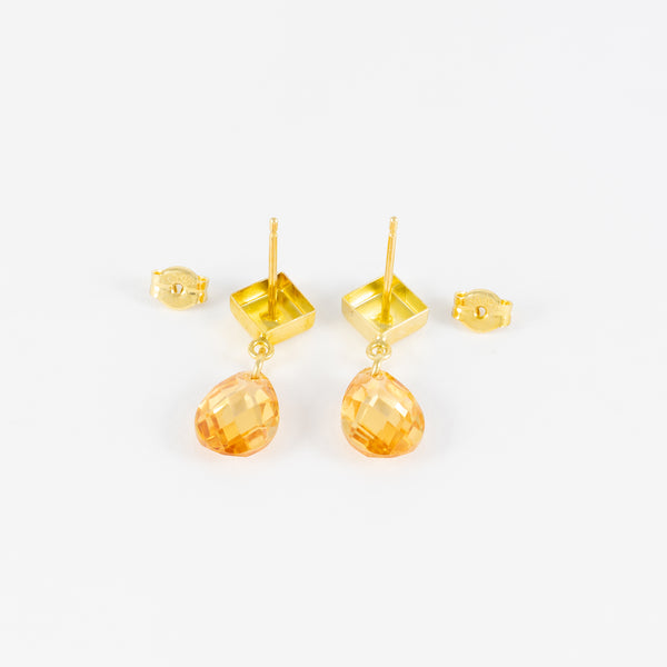 Pendientes en oro amarillo 18k y cuarzos