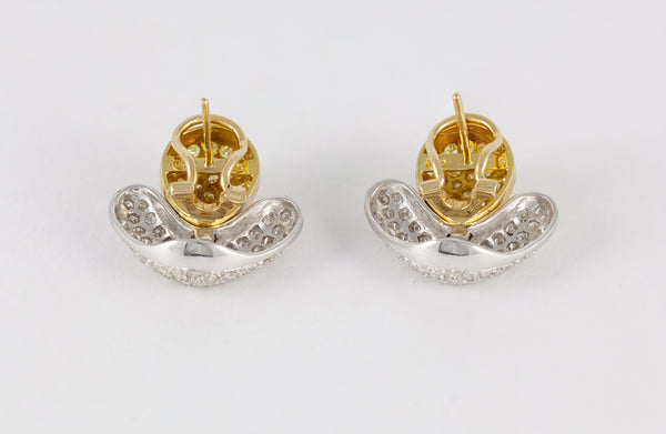 Pendientes en oro blanco y amarillo 18k y brillantes