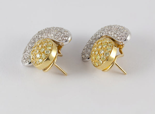 Pendientes en oro blanco y amarillo 18k y brillantes