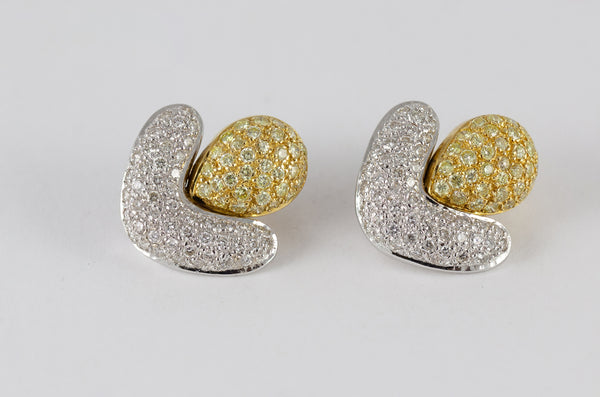 Pendientes en oro blanco y amarillo 18k y brillantes