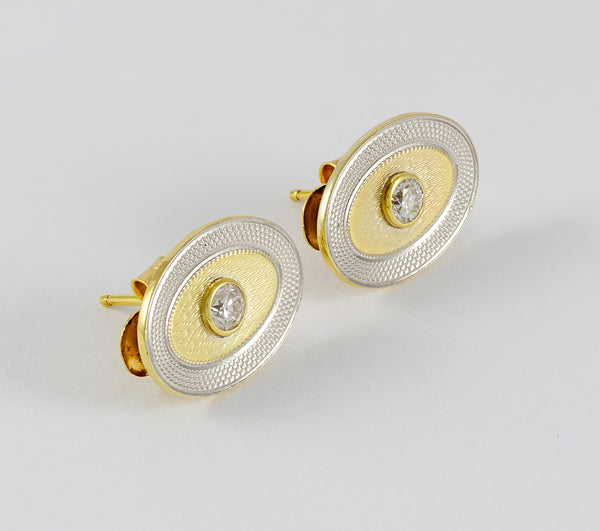 Pendientes en oro amarillo y blanco 18k con diamantes