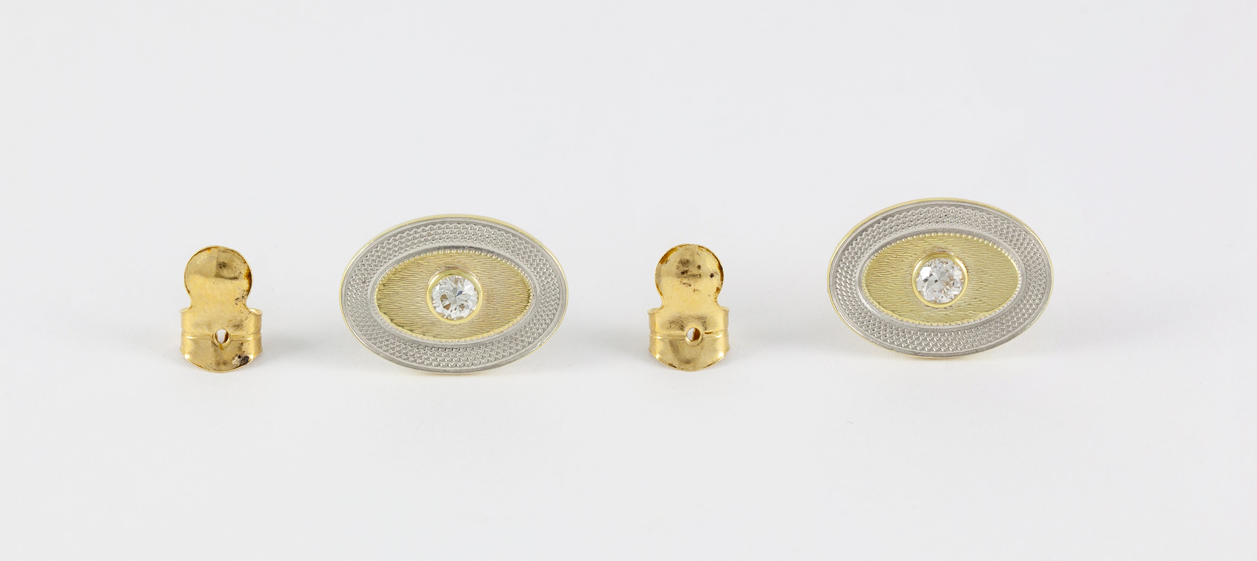 Pendientes en oro amarillo y blanco 18k con diamantes