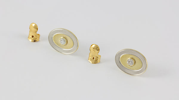 Pendientes en oro amarillo y blanco 18k con diamantes