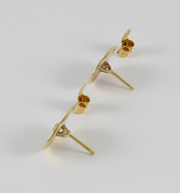 Pendientes en oro amarillo y blanco 18k con diamantes
