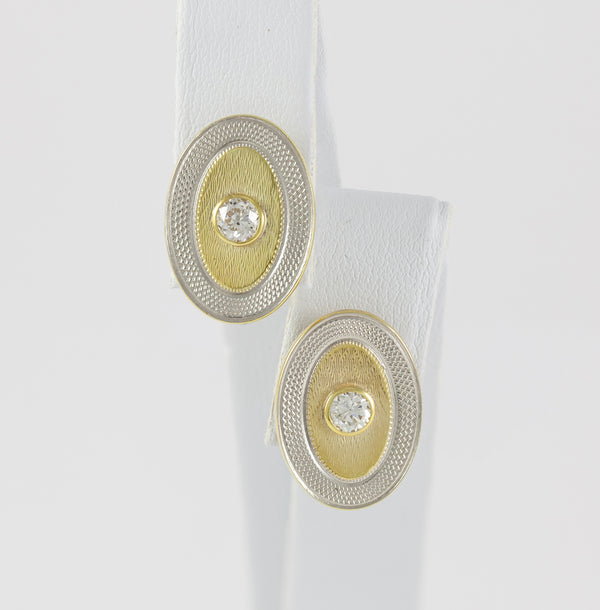 Pendientes en oro amarillo y blanco 18k con diamantes