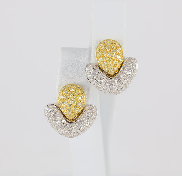 Pendientes en oro blanco y amarillo 18k y brillantes