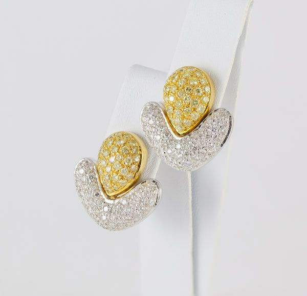 Pendientes en oro blanco y amarillo 18k y brillantes