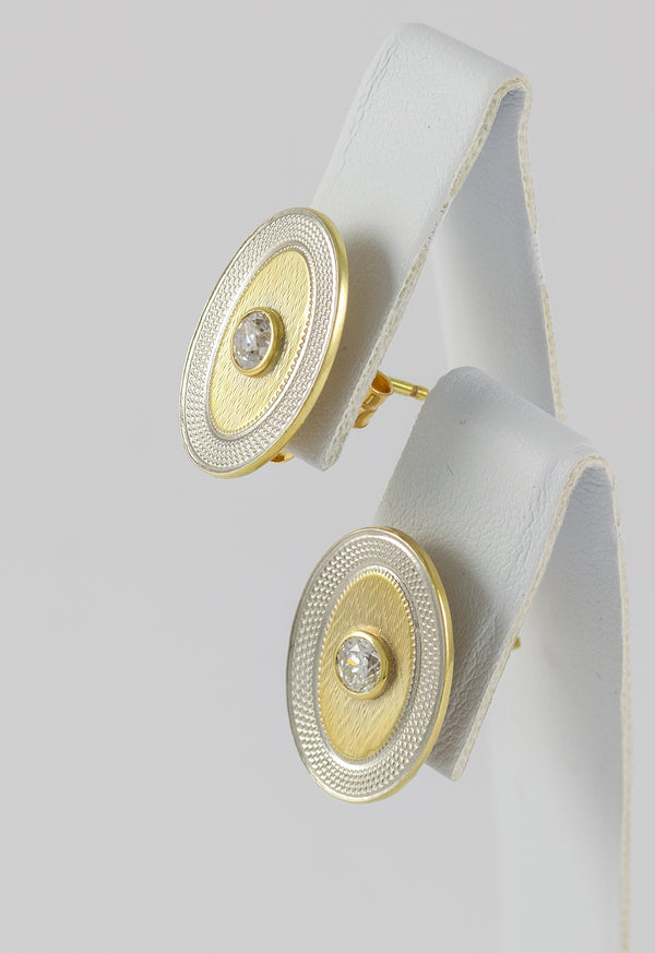 Pendientes en oro amarillo y blanco 18k con diamantes
