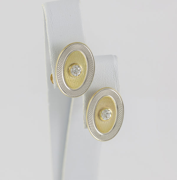 Pendientes en oro amarillo y blanco 18k con diamantes