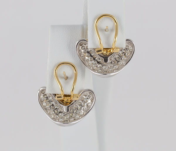 Pendientes en oro blanco y amarillo 18k y brillantes