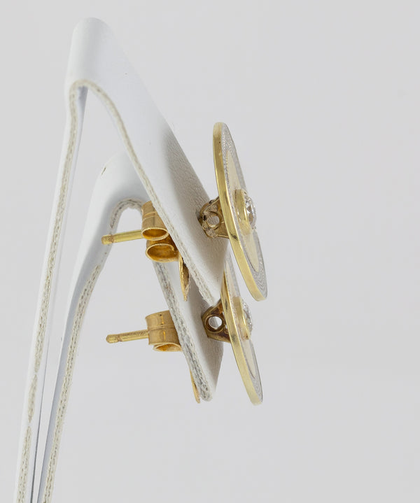 Pendientes en oro amarillo y blanco 18k con diamantes