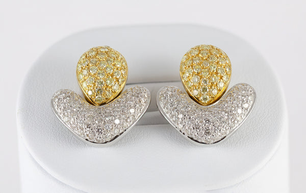 Pendientes en oro blanco y amarillo 18k y brillantes