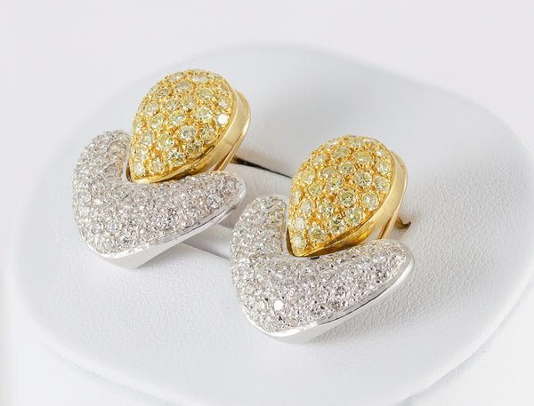 Pendientes en oro blanco y amarillo 18k y brillantes