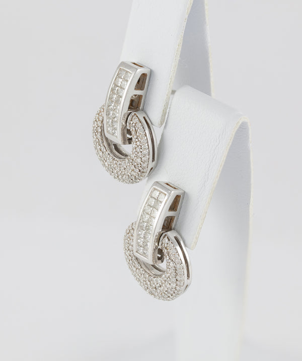 Pendientes en oro blanco 18k con diamantes 1.55 ct