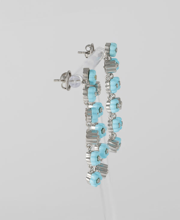 Pendientes en oro blanco 18k con turquesas y brillantes