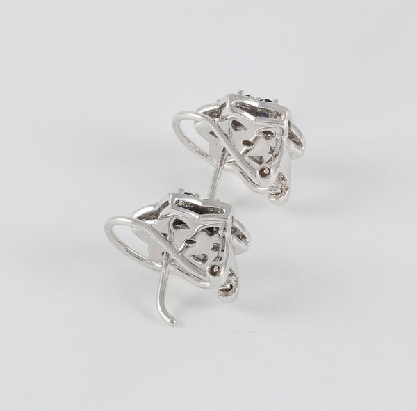 Pendientes en oro blanco 18k con brillantes y zafiros