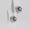 Pendientes en oro blanco 18k con brillantes y zafiros