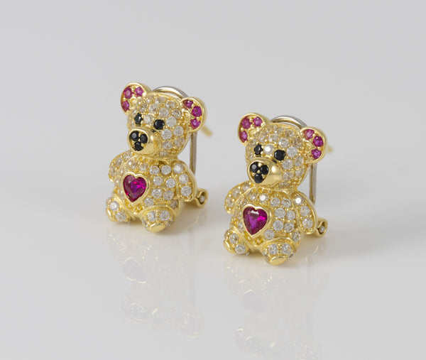 Pendientes Oso en oro 18k 750