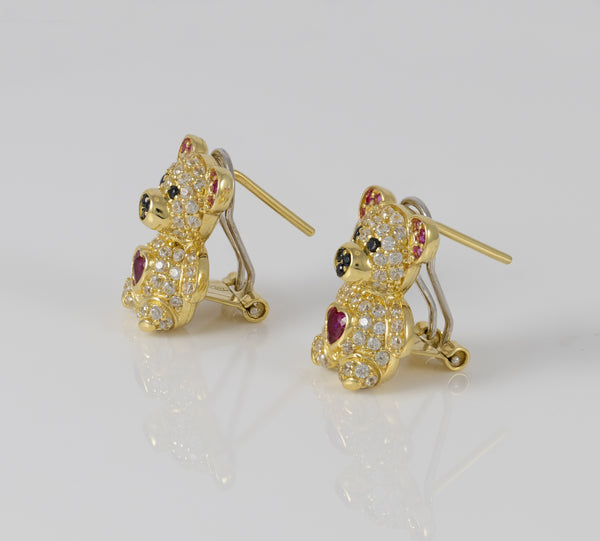 Pendientes Oso en oro 18k 750