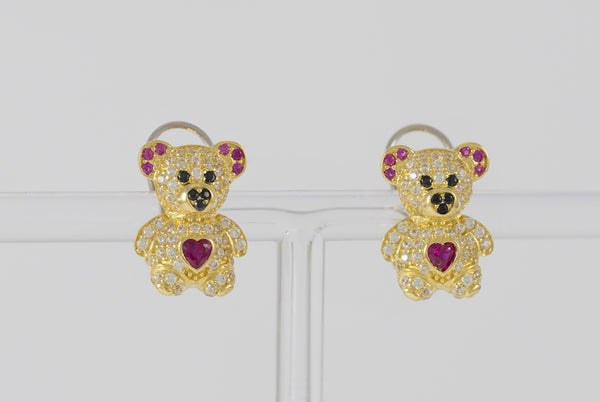 Pendientes Oso en oro 18k 750