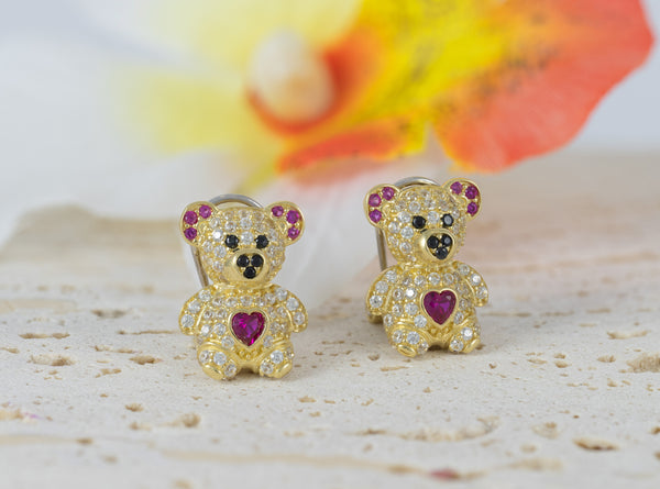 Pendientes Oso en oro 18k 750
