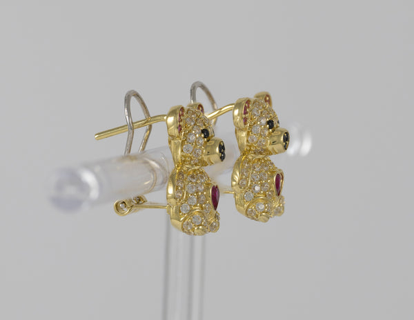 Pendientes Oso en oro 18k 750