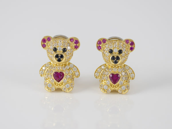 Pendientes Oso en oro 18k 750