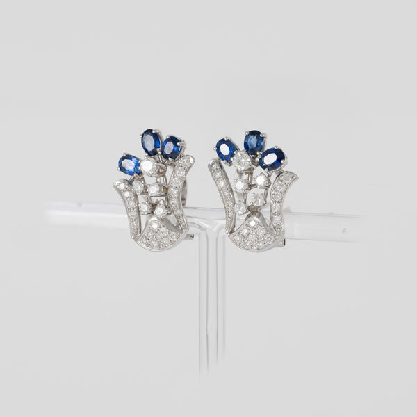 Pendientes personalizables en oro blanco 18k con zafiros, perlas y diamantes 2.09 ct