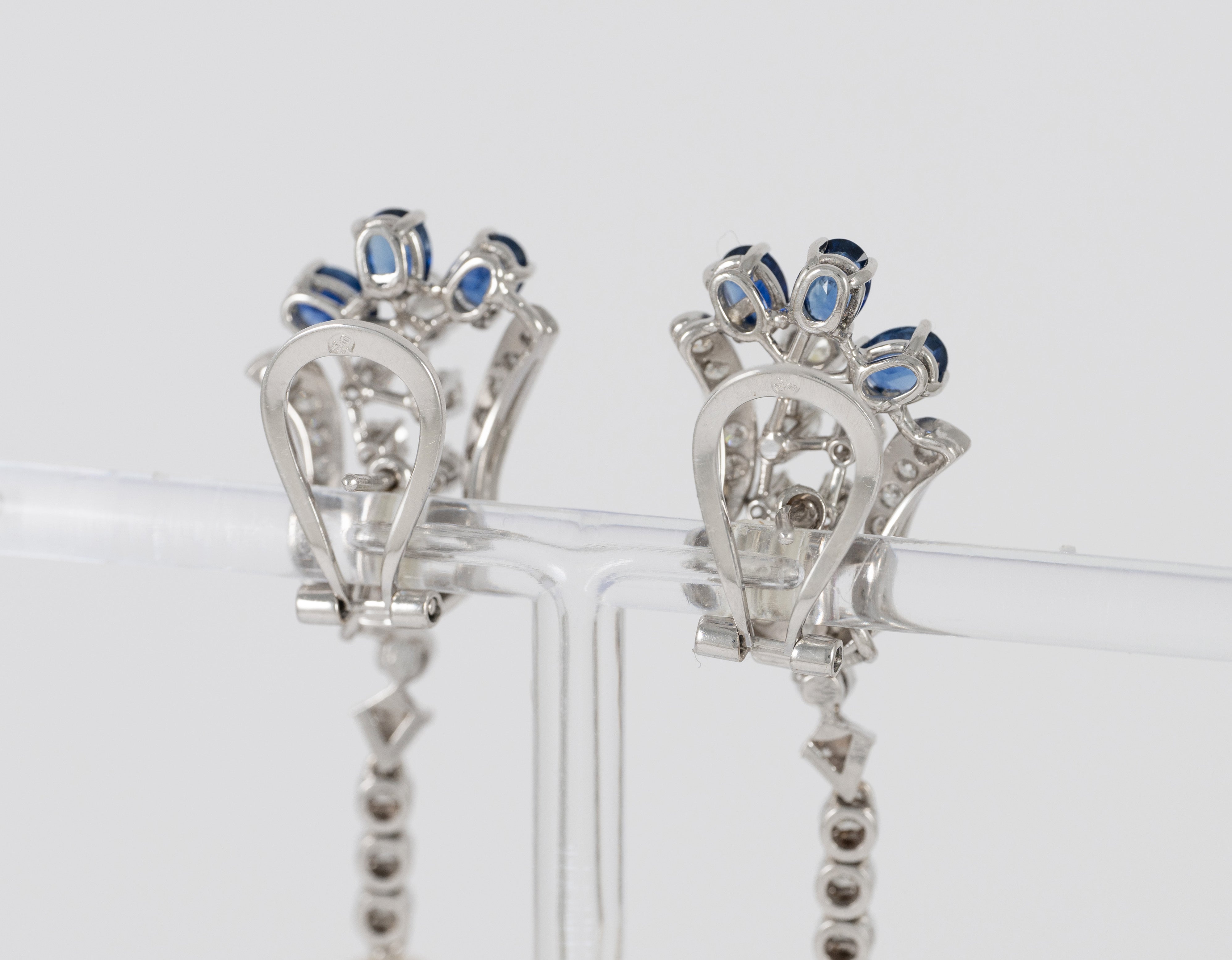 Pendientes personalizables en oro blanco 18k con zafiros, perlas y diamantes 2.09 ct