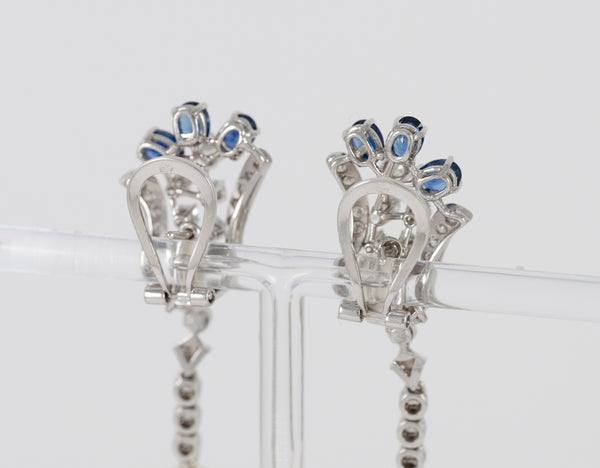 Pendientes personalizables en oro blanco 18k con zafiros, perlas y diamantes 2.09 ct