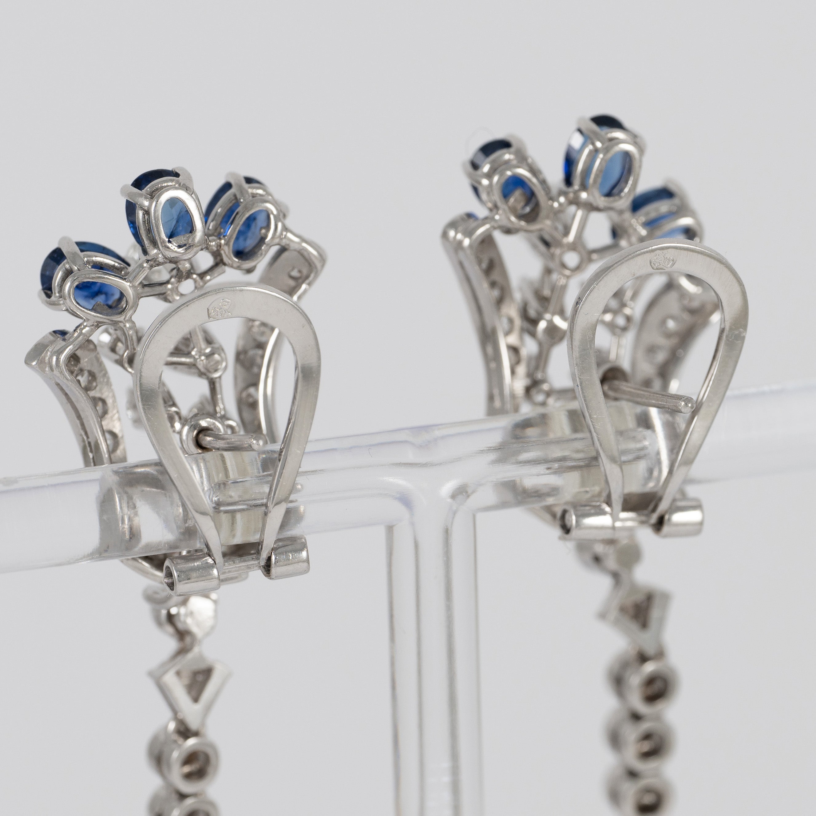 Pendientes personalizables en oro blanco 18k con zafiros, perlas y diamantes 2.09 ct