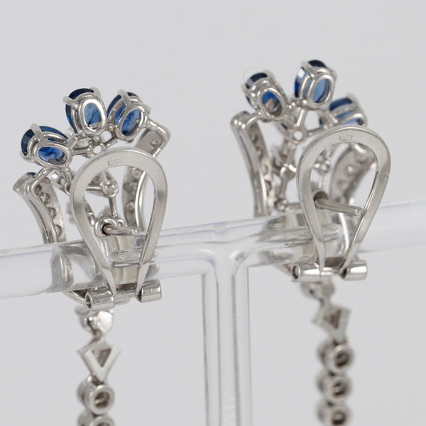 Pendientes personalizables en oro blanco 18k con zafiros, perlas y diamantes 2.09 ct