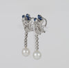 Pendientes personalizables en oro blanco 18k con zafiros, perlas y diamantes 2.09 ct