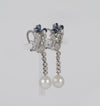 Pendientes personalizables en oro blanco 18k con zafiros, perlas y diamantes 2.09 ct