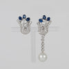 Pendientes personalizables en oro blanco 18k con zafiros, perlas y diamantes 2.09 ct