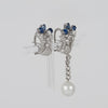 Pendientes personalizables en oro blanco 18k con zafiros, perlas y diamantes 2.09 ct