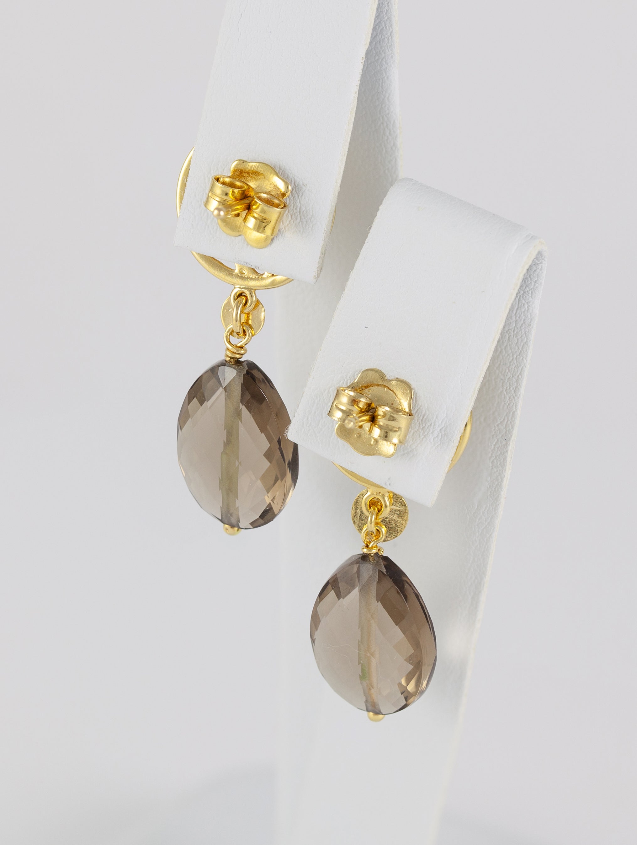 Pendientes Tous en oro amarillo 18k con cuarzo ahumado