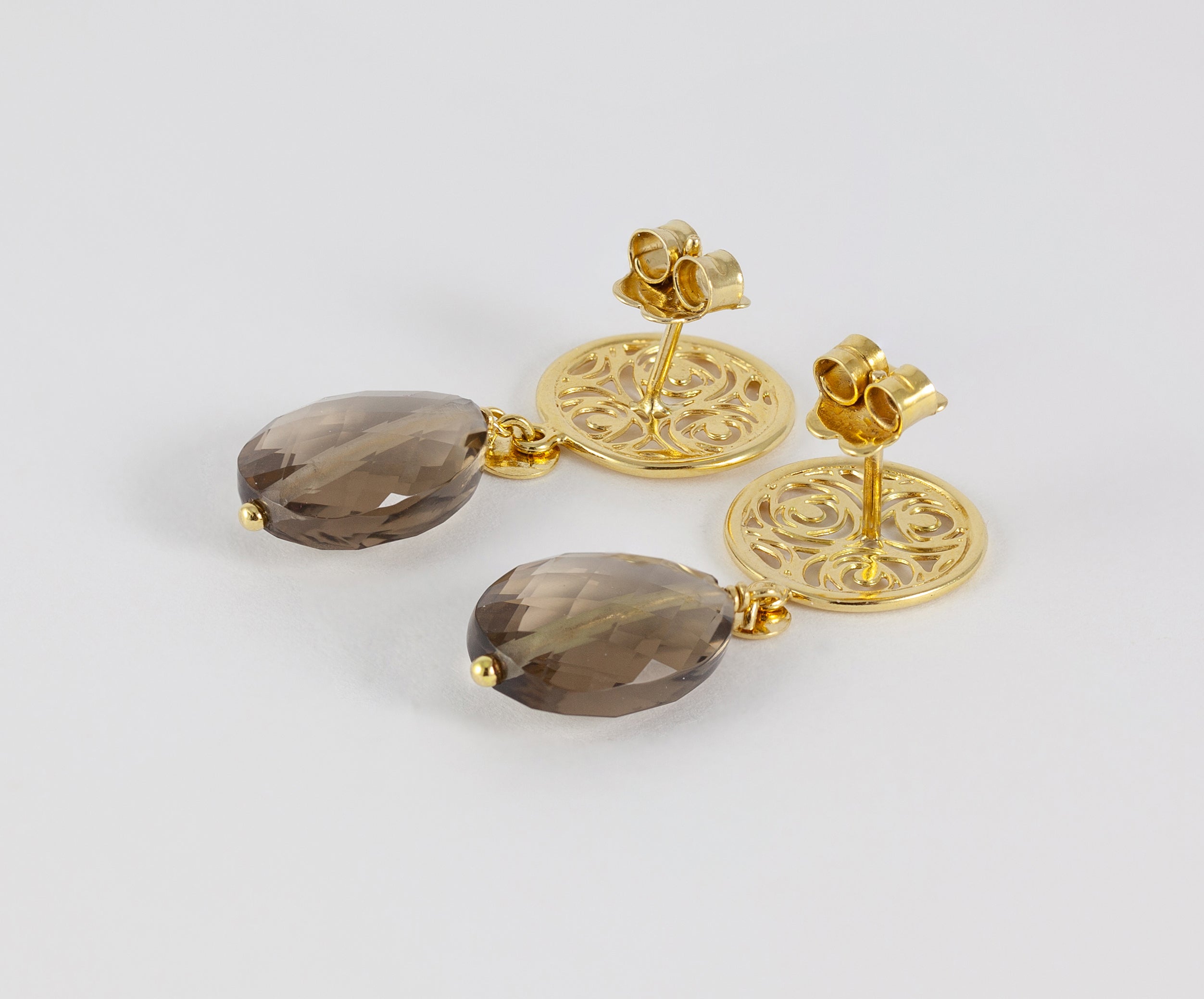 Pendientes Tous en oro amarillo 18k con cuarzo ahumado