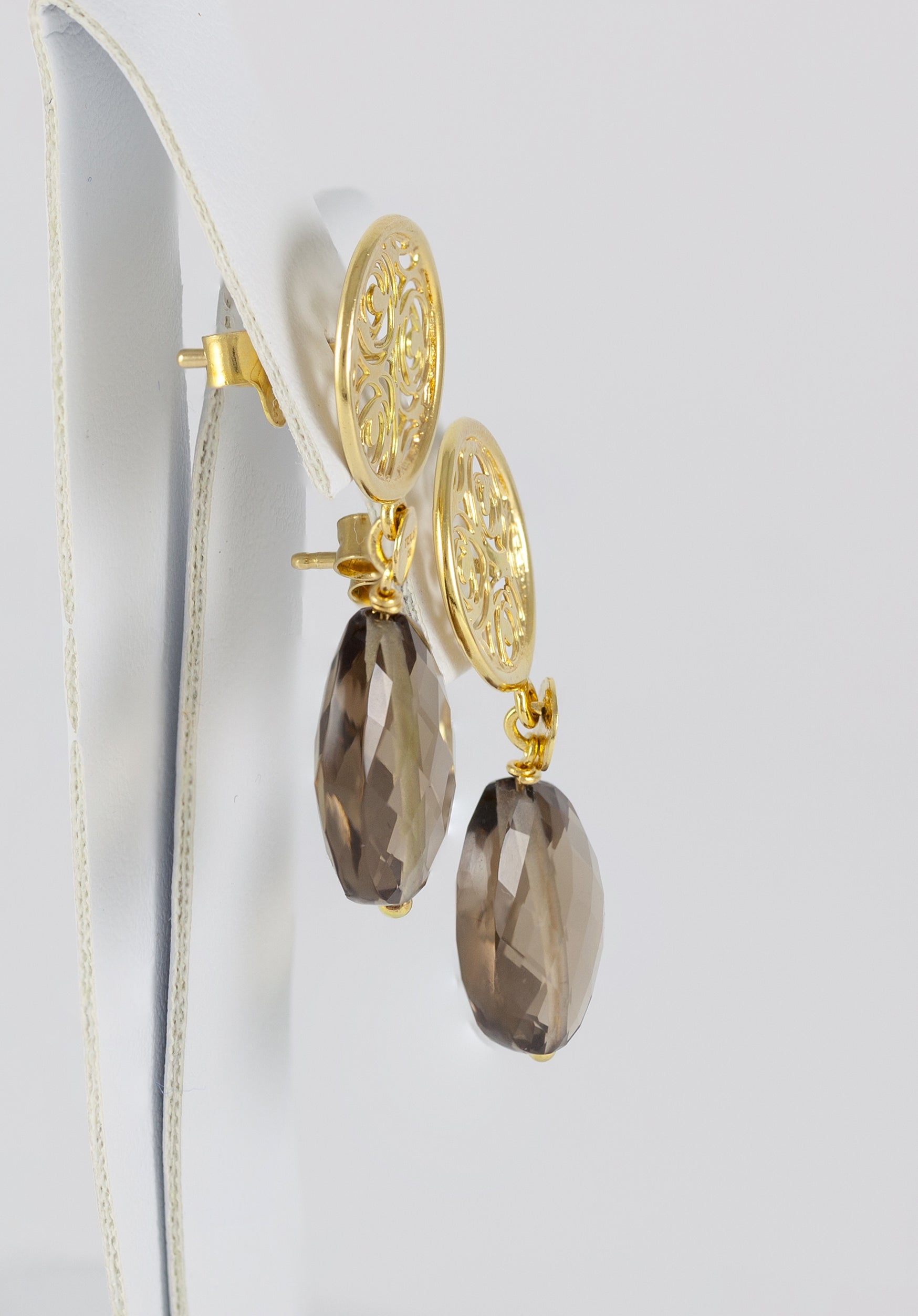 Pendientes Tous en oro amarillo 18k con cuarzo ahumado