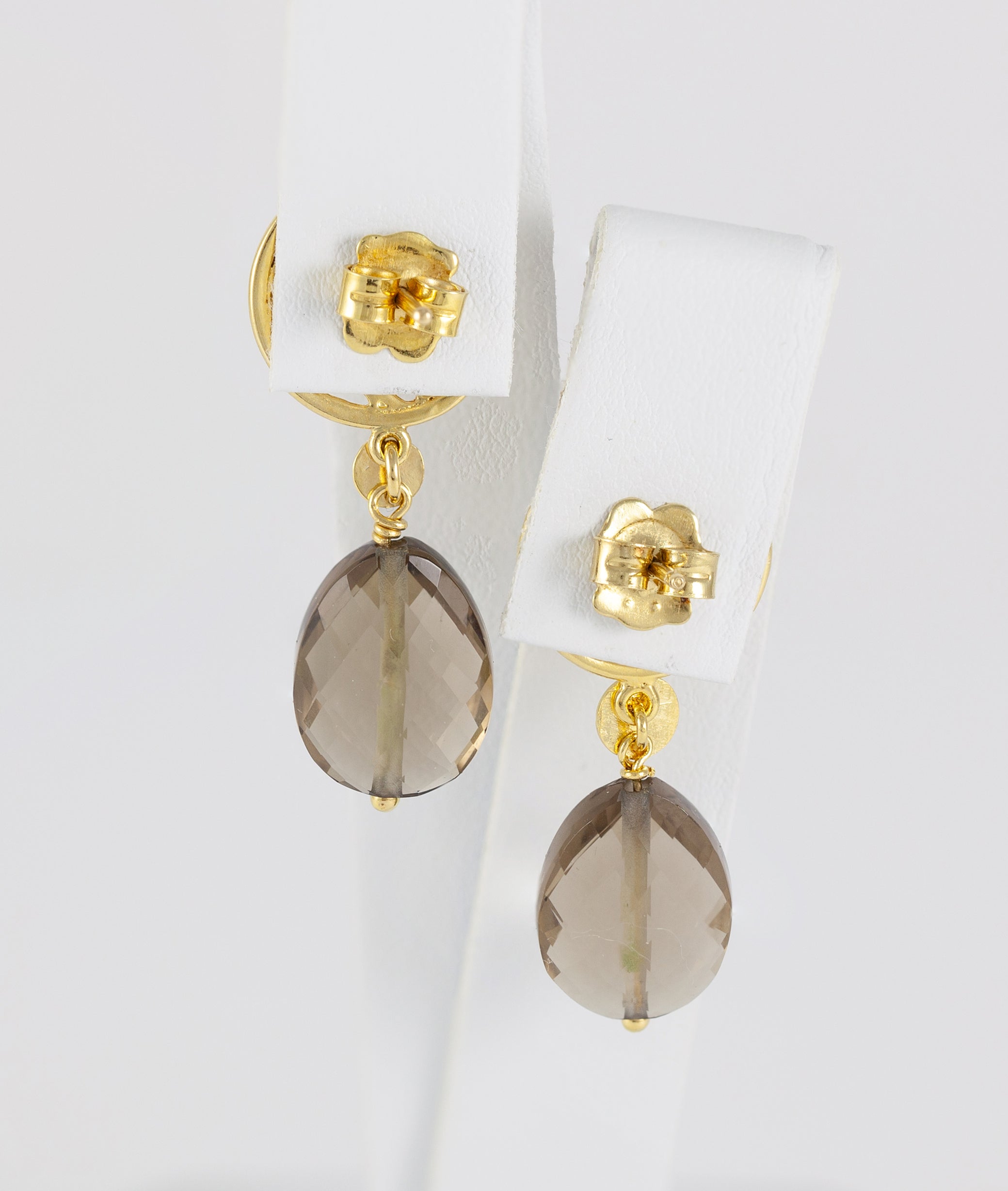 Pendientes Tous en oro amarillo 18k con cuarzo ahumado