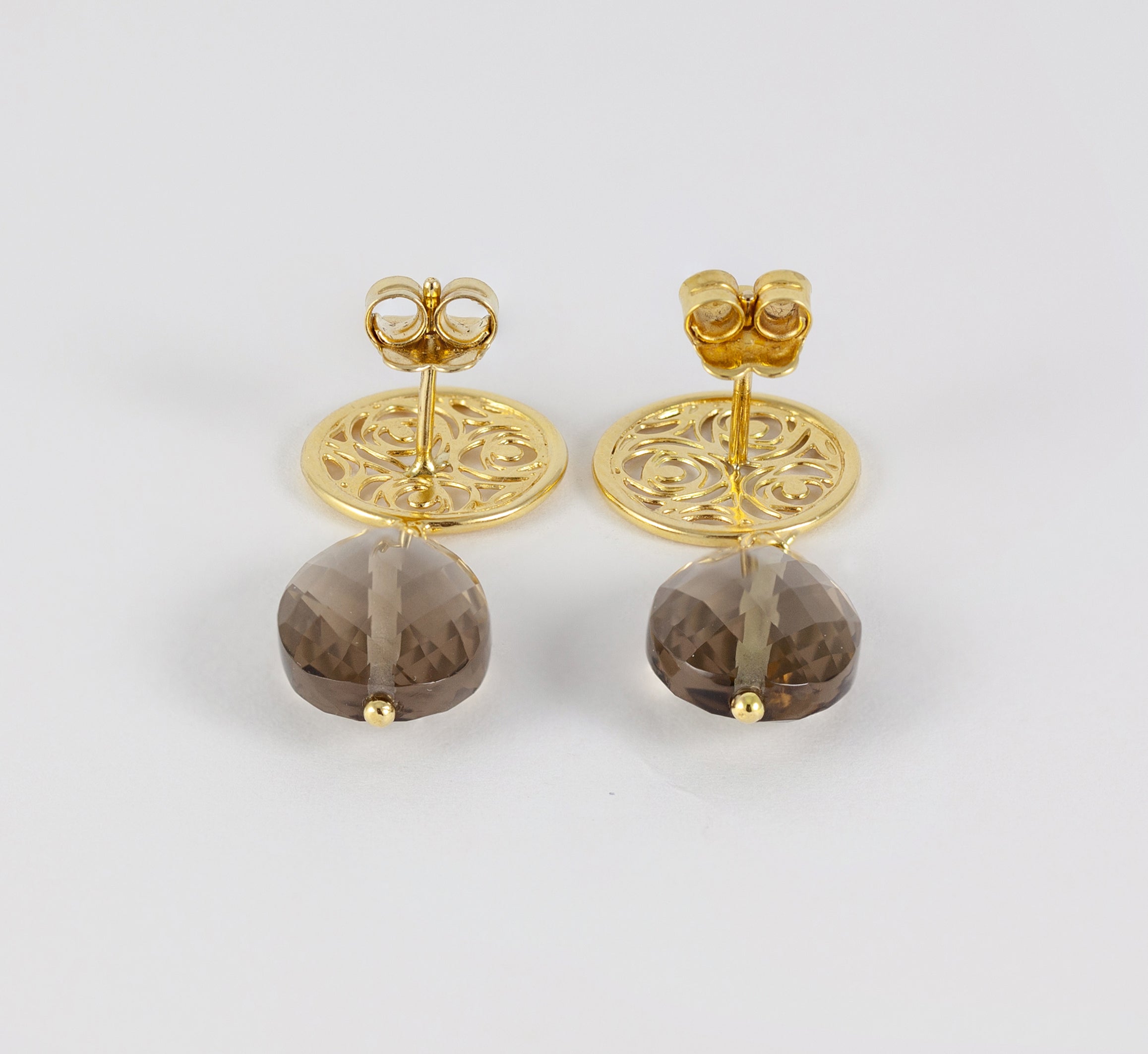 Pendientes Tous en oro amarillo 18k con cuarzo ahumado
