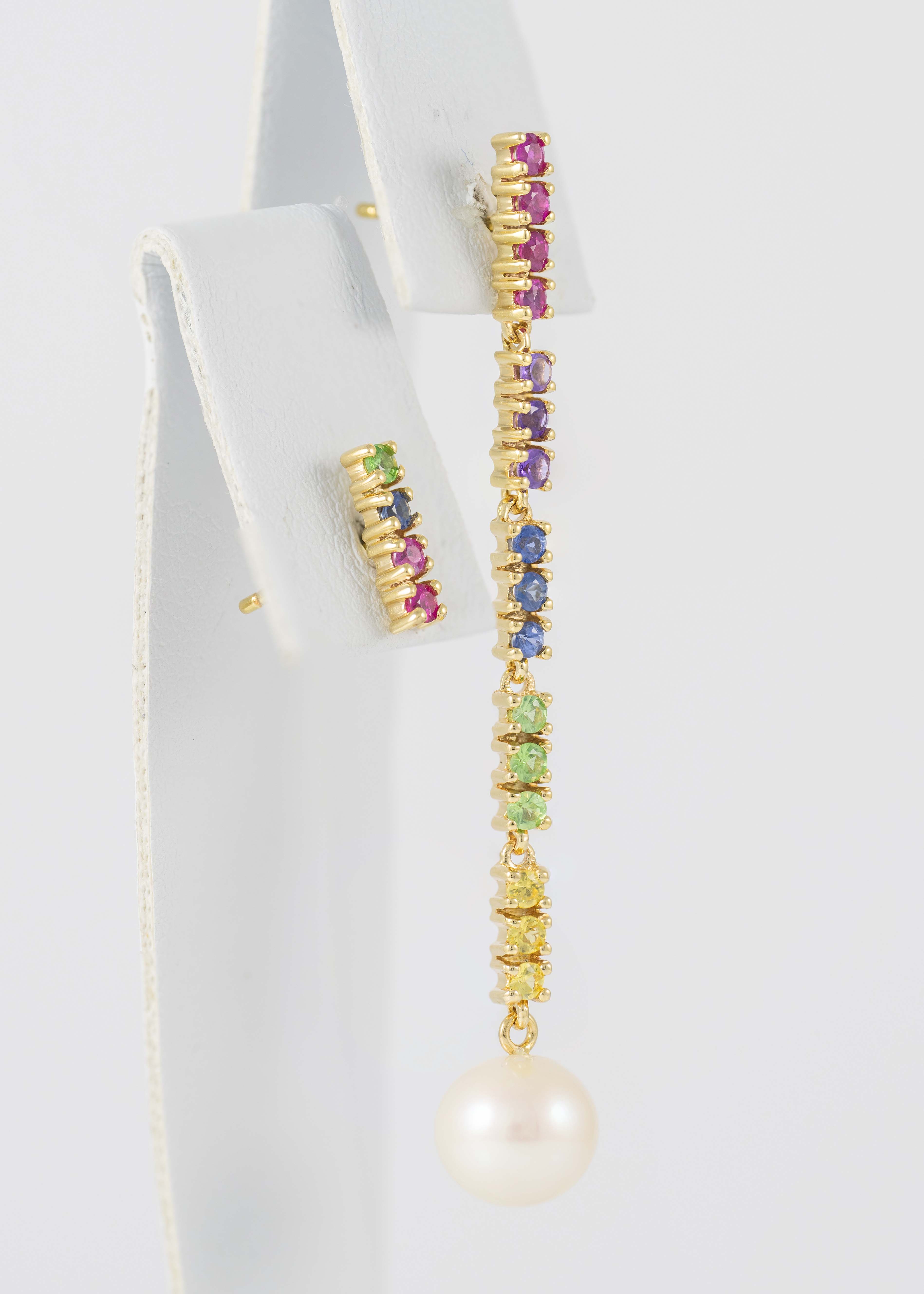 Pendientes Tous Lio de oro amarillo de 18k con gemas y perla