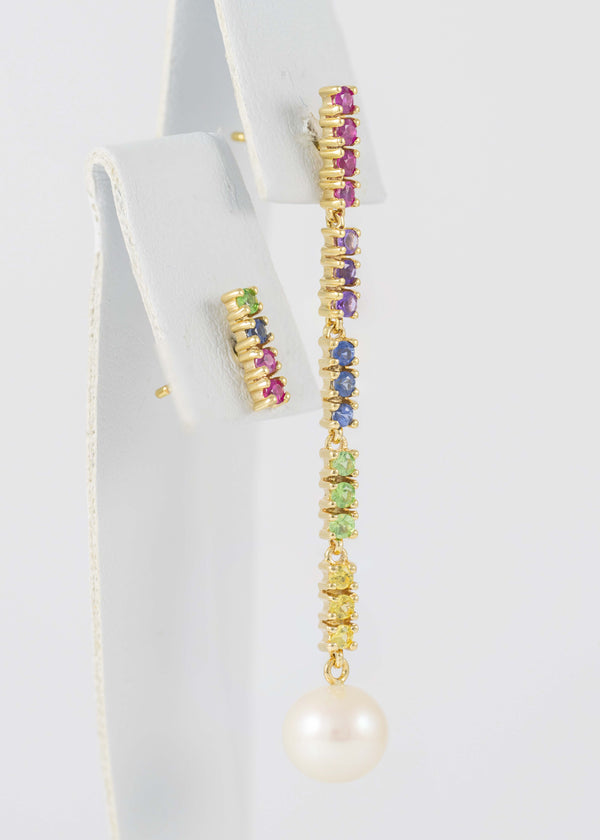 Pendientes Tous Lio de oro amarillo de 18k con gemas y perla