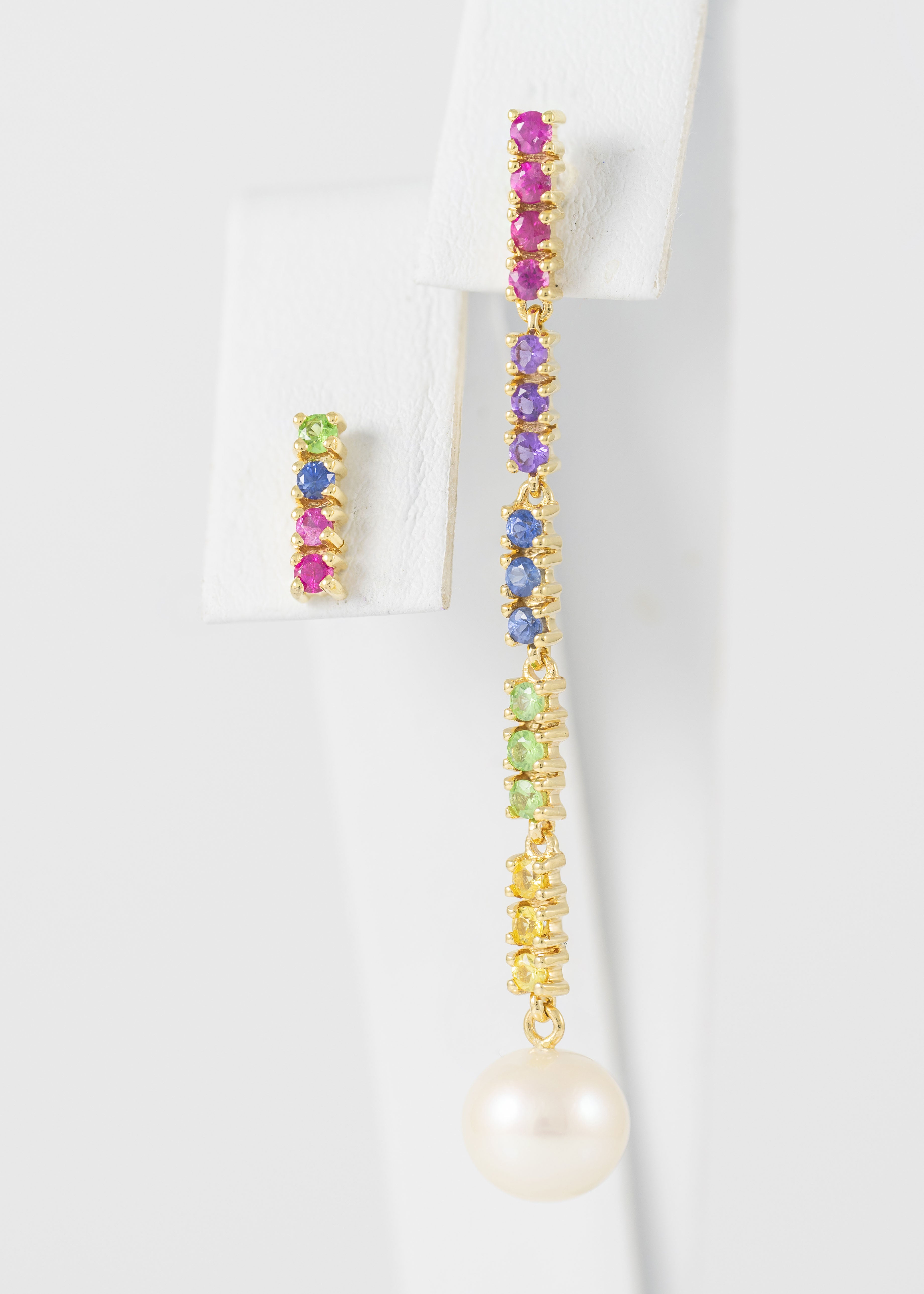 Pendientes Tous Lio de oro amarillo de 18k con gemas y perla