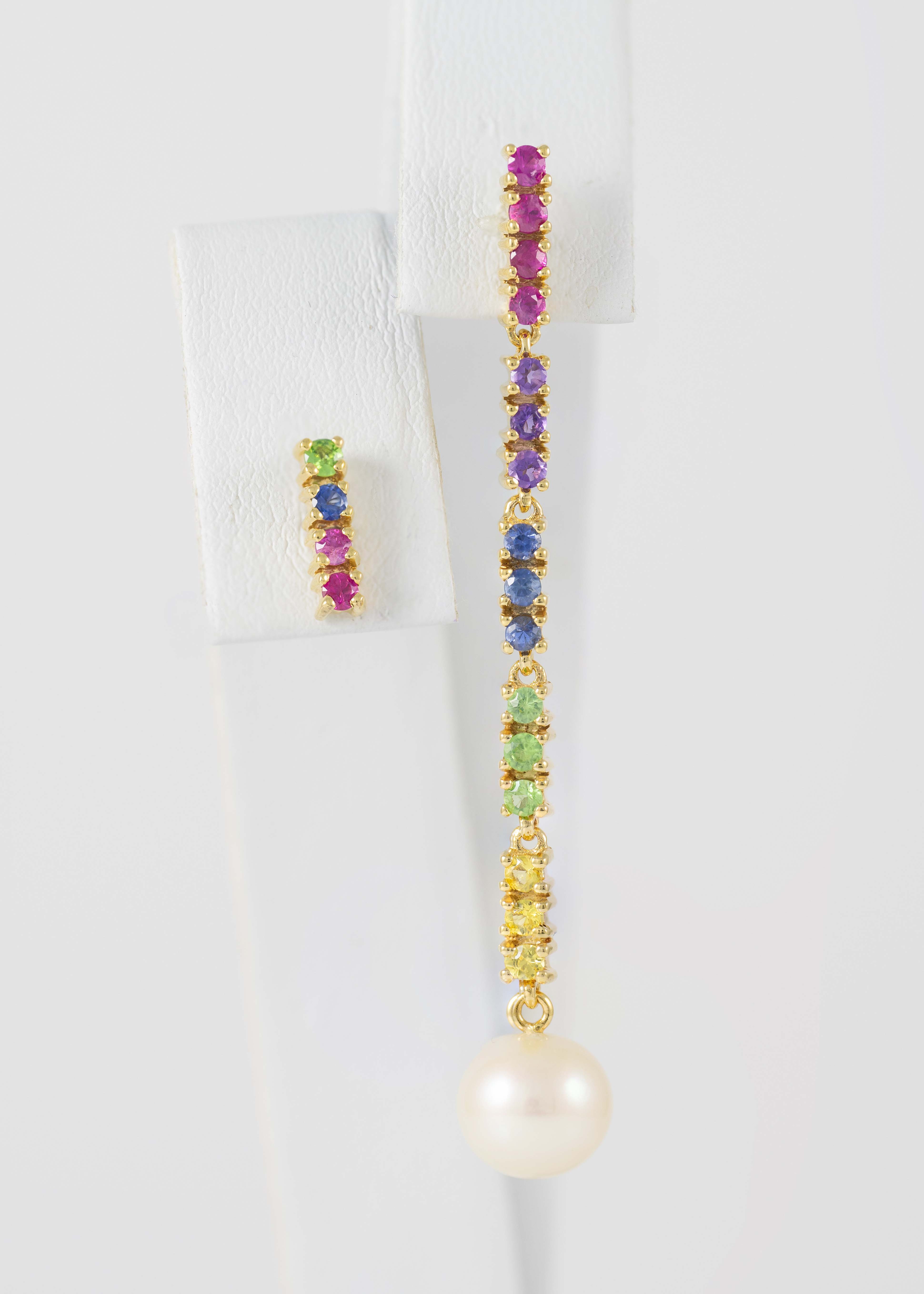 Pendientes Tous Lio de oro amarillo de 18k con gemas y perla